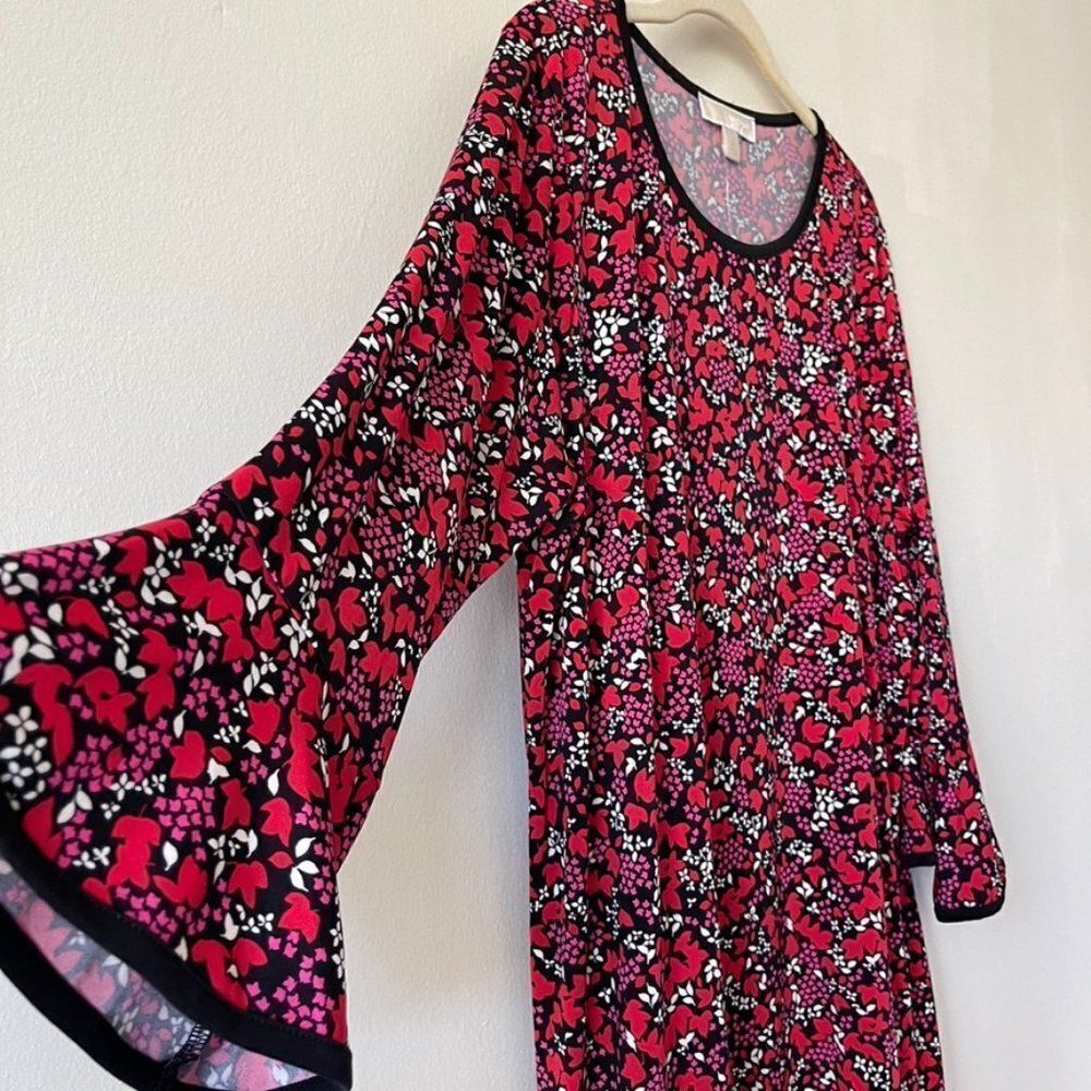 Michael Kors Woodland Floral Printed Bell Sleeve Dress Size 1X - Picture 4 of 7